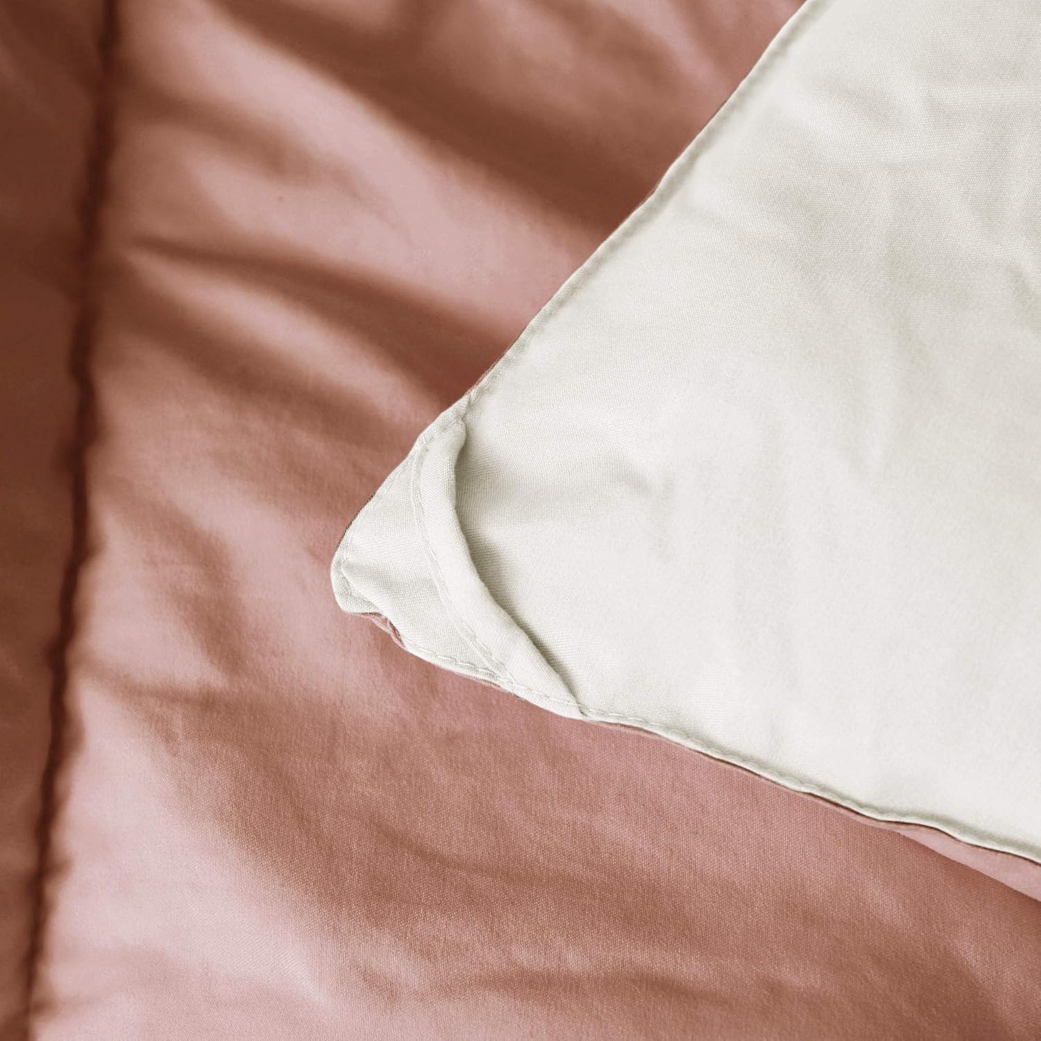 KASENTEX All Season Down Alternative Quilted Comforter Set - Hypoallergenic Duvet Insert - Machine Washable (Rose/Beige, King Set): Home & Kitchen