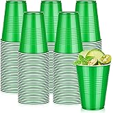 tchrules 100 Pack 16 oz Green Plastic Cups, Disposable Party Cups for Christmas St. Patrick's Day, Green Drinking Cup Bulk for Birthday Wedding Picnic Holiday Halloween Anniversary Party Supplies