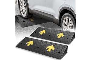 Auto Dynasty Rubber Curb Ramps, 5.5" Lift Height Curbside Driveway Ramp with Arrow, 4410 LBS/2T Capacity Sidewalk Curb Ramp for Cars Trucks Bikes Motorcycles Wheelchairs, 2 Pack