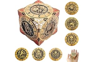 FLUEFOWL 2025 New DND Spinner Dice, 7-in-1 Metal Dice Set with 3D Relief for Dungeons and Dragons Gifts, Polyhedral Roleplaying Game Dice, Fantasy D&D Tabletop RPG Accessories for DM & Player (Ancient Gold)