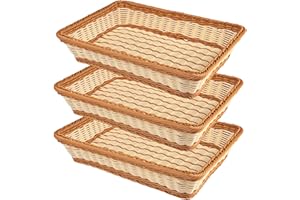 GNIEMCKIN 3-Piece 16-Inch Wicker Bread Basket Set, Woven Serving Baskets, Tabletop Food Serving Baskets for Restaurant, Baker