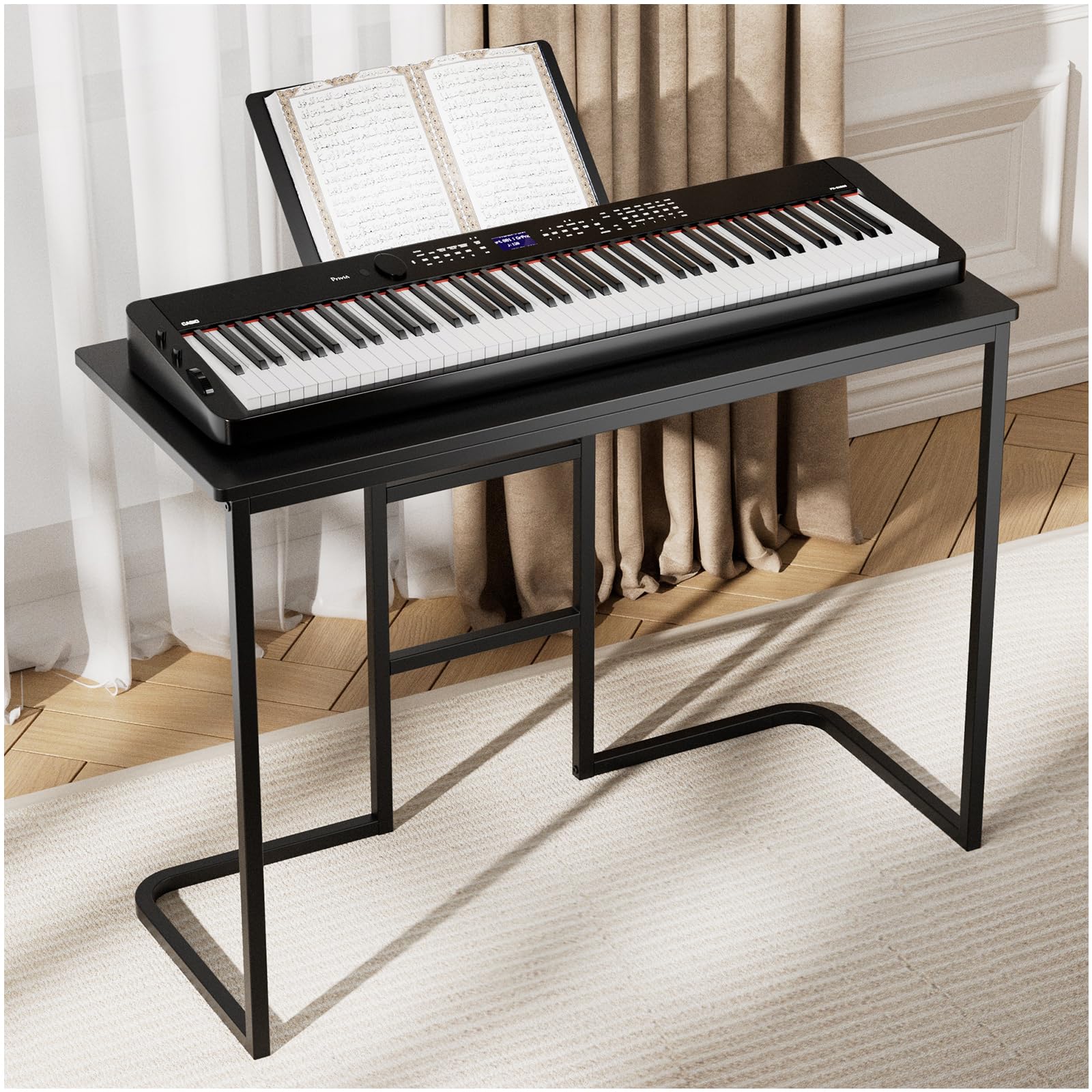 Photo 1 of LiebeRen Piano Stand, Piano Keyboard Stand, Keyboard Stands for Kids and Adults - Compatible with 54-88 Key Electric Pianos, Sturdy Yamaha Keyboard Stand (Black)