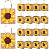 MotiMind 18 Pcs Sunflower Party Gift Bags with Handles Sunflower Paper Goodie Bag for Summer Birthday Party Favor Decorations Wedding Baby Shower Supplies