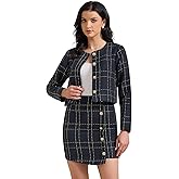 Allegra K Women's 2 Piece Skirt Sets Tweed Blazers Button Down Jacket Mini Skirt Set Business Casual Outfits 2025