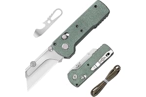 OKNIFE Otacle U1 Folding Utility Knife, Quick Change Box Cutter with Rail Lock, EDC Razor Knife with Pocket Clip for Office, Factory (Green Micarta)