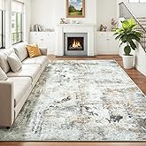 Carpelux 8x10 Area Rugs for Living Room, Abstract Neutral Large Washable Rug, Indoor Soft Non-Slip Floor Carpet for Bedroom Dining Room Home Decor, Brown/Grey