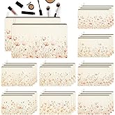 Kuabiz 24 Pcs Floral Makeup Bags Bulk for Women Wildflowers Cosmetic Bags Aesthetic Floral Canvas Travel Pouch Wildflower Toiletry Bag with Zipper for Bridesmaids Gifts Cosmetics Organizer Supplies