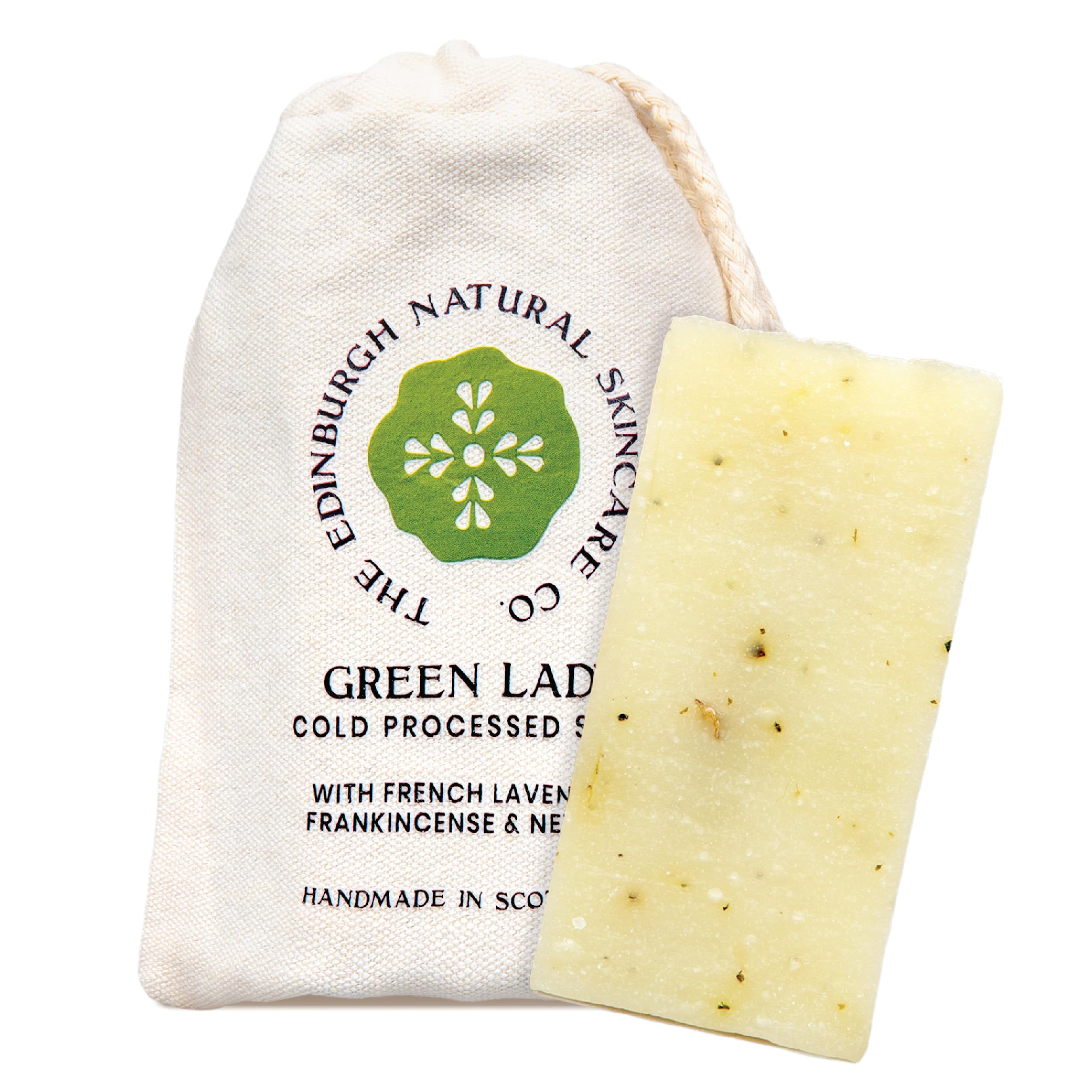 Green Lady Soap Bar – 100% Natural & Vegan | Handmade & Cold-Processed with Shea Butter, Coconut Oil & Nettles | Gently Cleanses, Exfoliates & Hydrates for Soft Skin | 90g | Edinburgh Skincare Company