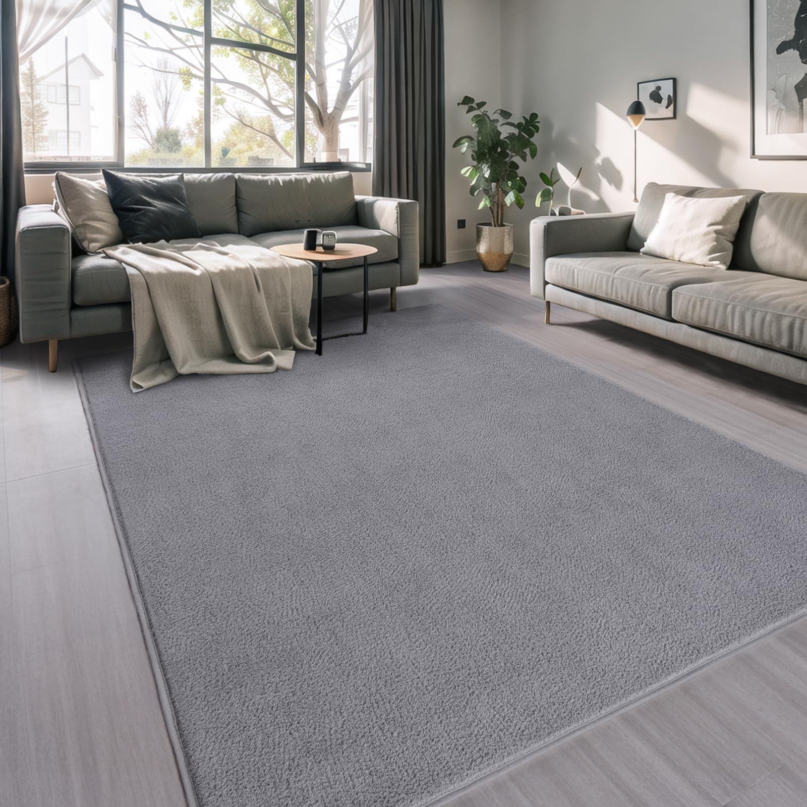 Photo 1 of AROGAN Modern Shag Area Rug for Living Room, 6x9 Feet Washable Rugs for Bedroom, Indoor Floor Carpet Rugs, Plush Memory Foam Bedside Rugs for Kids Girls Teens Room Low Pile Rug Decor, Grey