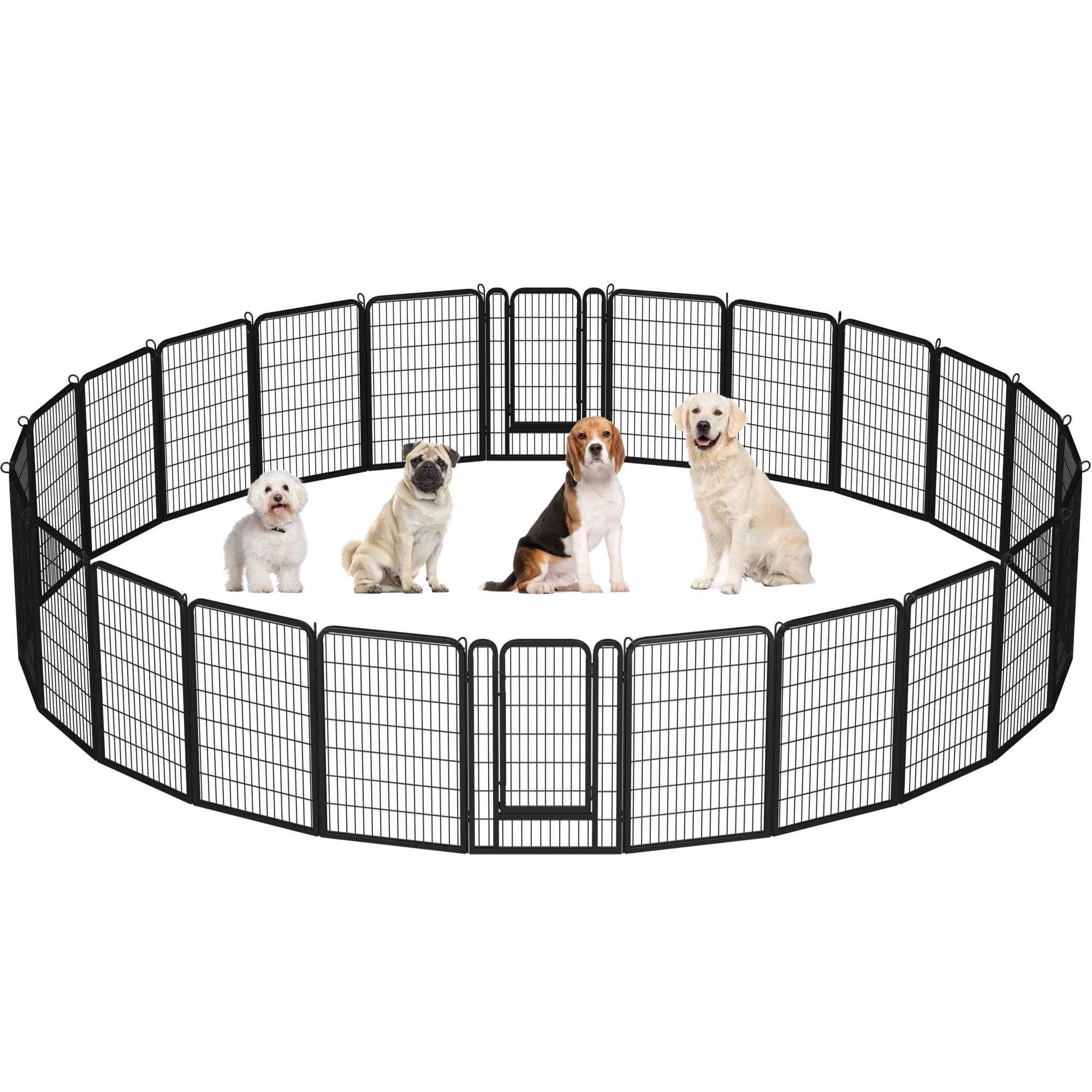 Yaheetech Dog Playpen Outdoor, 40 inch 24 Panels Dog Pen Indoor Heavy Duty Puppy Exercise Pen Metal Pet Fence for RV Camping/Yard/Garden Image