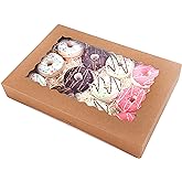 Tcoivs 20-Pack 16" x 11" x 2.5" Bakery Boxes with Window Hold 12 Donuts, Auto-Popup Large Cookie Boxes for Pies, Cakes, Muffins, and Pastries (Brown)