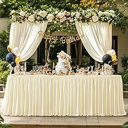 9ft Length Glitter Champagne Table Skirt for