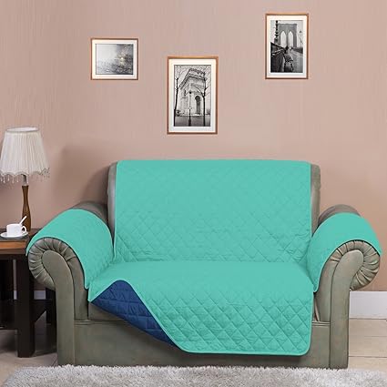 @home Microfibre Reversible Sofa Cover - 70x110, Sea Green and Indigo