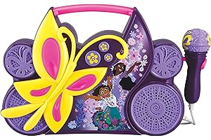 eKids Disney Encanto Sing Along Boom Box Speaker with Microphone for Fans of Disney Toys, Kids Karaoke Machine with Built in Music