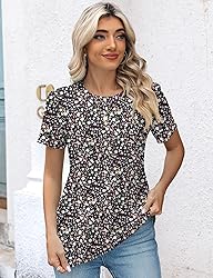 Kistore Crew Neck Shirts for Women Casual Summer