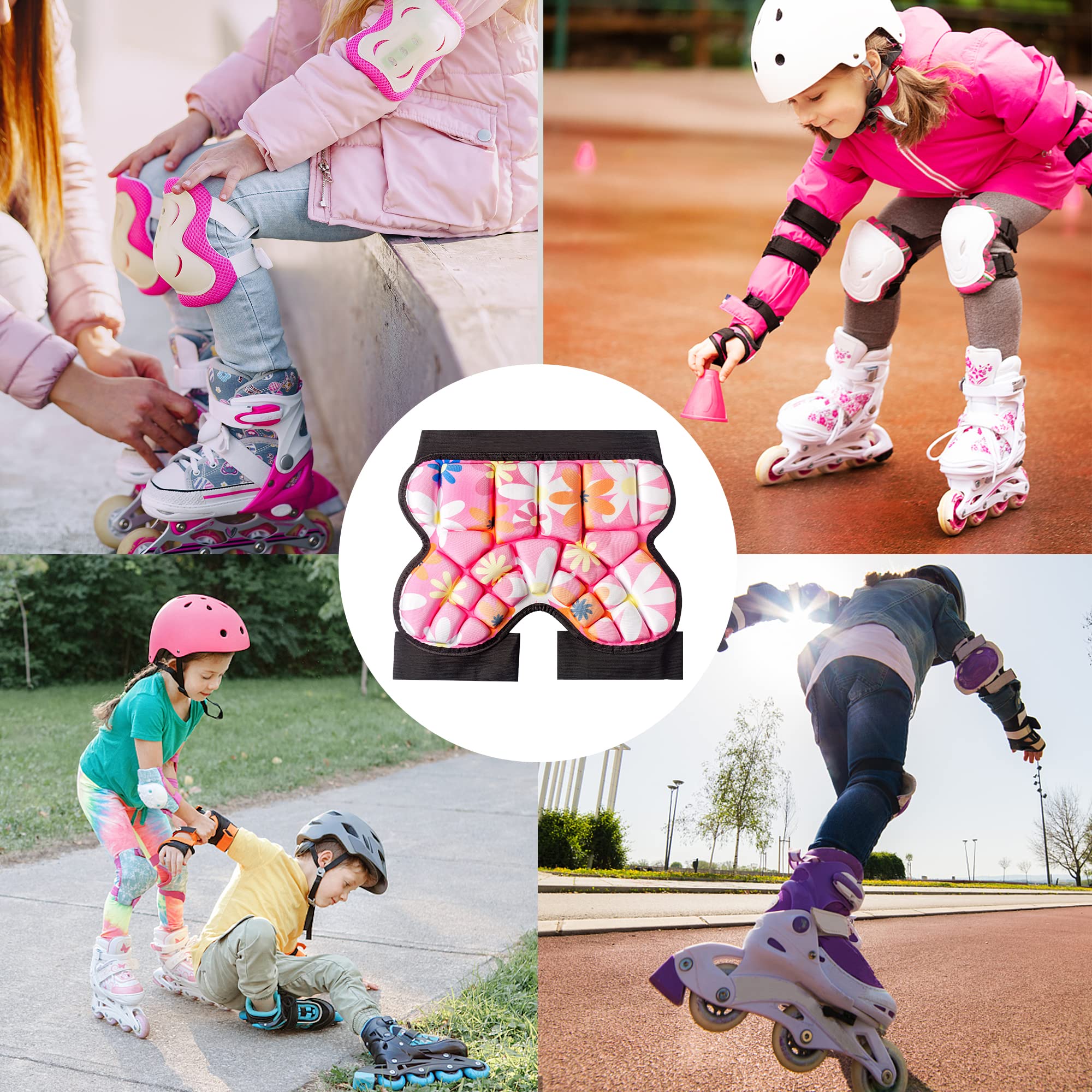 Butt Pads for Skating, 25 mm Thick Bum Protector for Kids (3-7 Years Old) Lightweight, Anti Slip Snowboard Padded Pants, Hip Pads for Ice Skating Ski Skiing Skateboarding Cycling