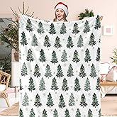 JarThenaAMCS Christmas Fuzzy Blanket Watercolor Forest Throw Blanket 50 x 60 Inch Xmas Tree Blanket for Winter Home Chair Sofa Couch Bed