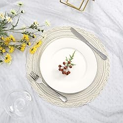 SHACOS 15 inch Round Braided Placemats Set of 12