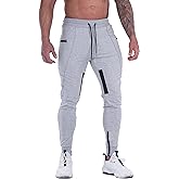 FIRSTGYM Mens Joggers Sweatpants Slim Fit Workout Training Thigh Mesh Gym Jogger Pants with Zipper Pockets