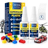 Plastic Glue 100g,Heavy Duty Glue for Model,Miniatures,Legos, PLA, 3D Print | Waterproof &amp; Fast Drying Plastic Super Glue, Clear Adhesive for Model Car, ABS, PVC, Acrylic, Craft - 6 Precision Tips