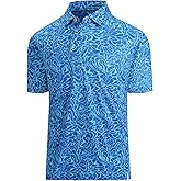Hodaweisolp Golf Shirts for Men Dry Fit Print Moisture Wicking Performance Short Sleeve Polo Shirt
