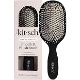 Kitsch Smooth &amp; Polish Hair Brushes For Women and Men - Black | Hairbrush For Women | Dual Bristle Detangler Brush &ndash; Vegan Boar &amp; Nylon Hair Brush w/ Cushioned Pad for Scalp Massage