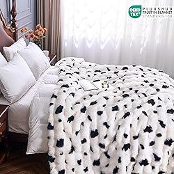 PLUUSHUU Faux Fur Throw Blanket for Couch, Fluffy