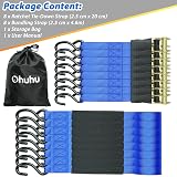 Ohuhu Ratchet Straps 8 Pack 4.6m x 25mm 680kg Break Strength Blue view 7