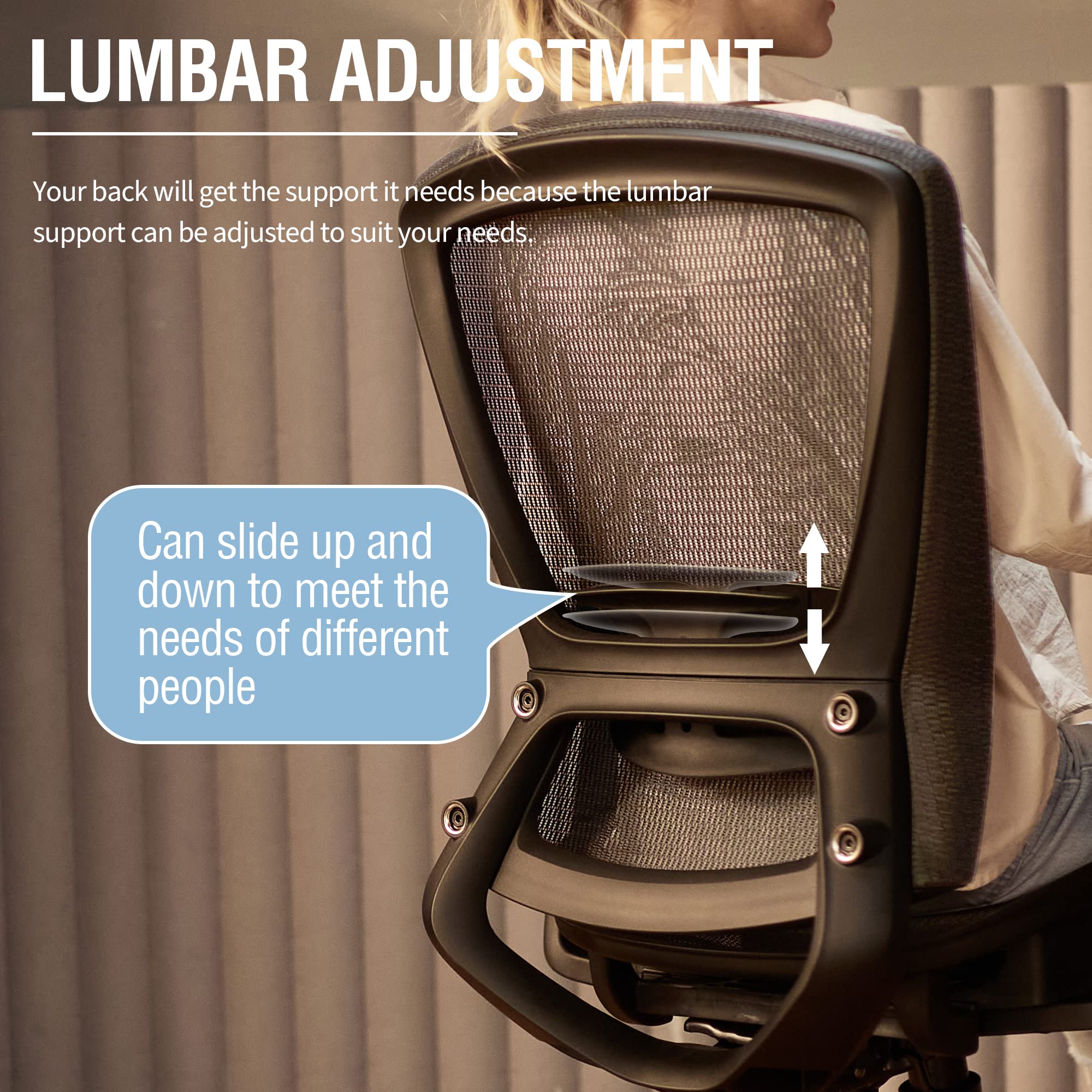 ELABEST T96 Mesh Office Chair,Ergonomic Computer Desk Chair,Sturdy Task Chair- Adjustable Lumbar Support & Armrests,Tilt Function,Comfort Wide Seat,Swivel Home Office Chair