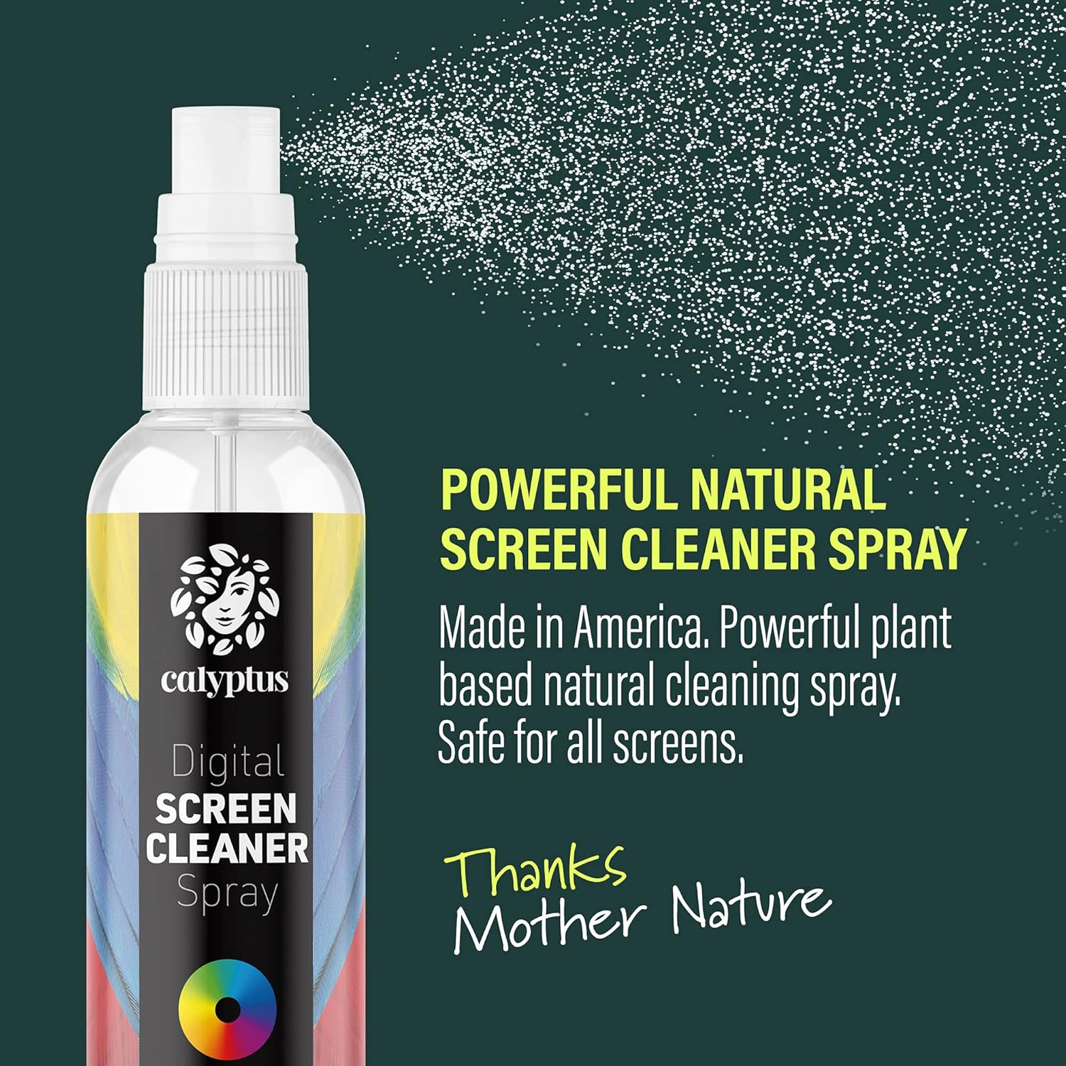 Calyptus Screen Cleaner Kit | Plant Based Power | USA Made | 8 Ounces + 8 Inch Pixel Shining Cloths | Streak Free Spray | Phone, Laptop, Tablet, Computer Screen Cleaning: Health & Personal Care