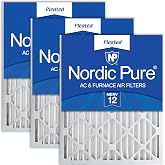 Nordic Pure 16x25x2 Pleated MERV 12 Air Filters 3 Pack | Actual Size: 15 1/2 x 24 1/2 x 1 3/4 Made in USA, Advanced HVAC Filtration, Mid-Sized Airborne Particles, Pet Dander &amp; Smoke