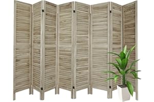 ECOMEX 8 Panel Room Divider, Folding Privacy Screens Room Divider, Wooden Room Screen Divider Freestanding, Partition Divider for Room Separation, for Home Office, Bedroom, Natural