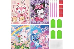 Diamond Painting Kits for Kids,4 Packs 5D Cartoon Diamond Painting Kits for Kids,Full Round Drill Gem Crafts for Home Wall De