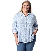 Gloria Vanderbilt Womens Amanda Oversized Button Down Shirt with Roll-tab Sleeves Plus