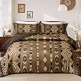 Tyrot Queen Comforter Set – 3 Piece Dark Brown Boho Aztec Bedding, Western Southwestern Style Comforter Sets, Soft Lightweight Comforter for All Seasons, 1 Comforter & 2 Pillow Shams
