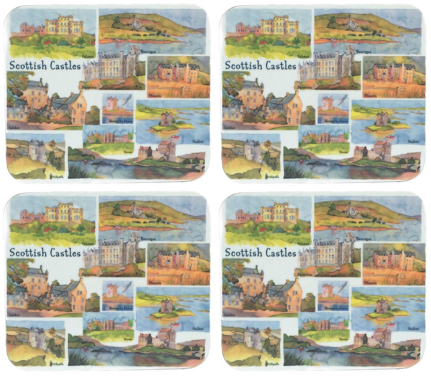 Emma Ball - "Scottish Castles" Coasters - Set of 4