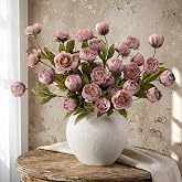 Waipfaru 6 Pcs Faux Peonies Artificial Flowers for Vase | Vintage Silk Peony Stems for Wedding Vase Filler DIY Bouquet Centerpieces Home Indoor Outdoor Decor (Pink, 27")
