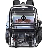 Sisipoet Clear Backpack for School, PVC Clear Bookbag Heavy Duty Transparent Backpack for Stadium Events See Through Bag
