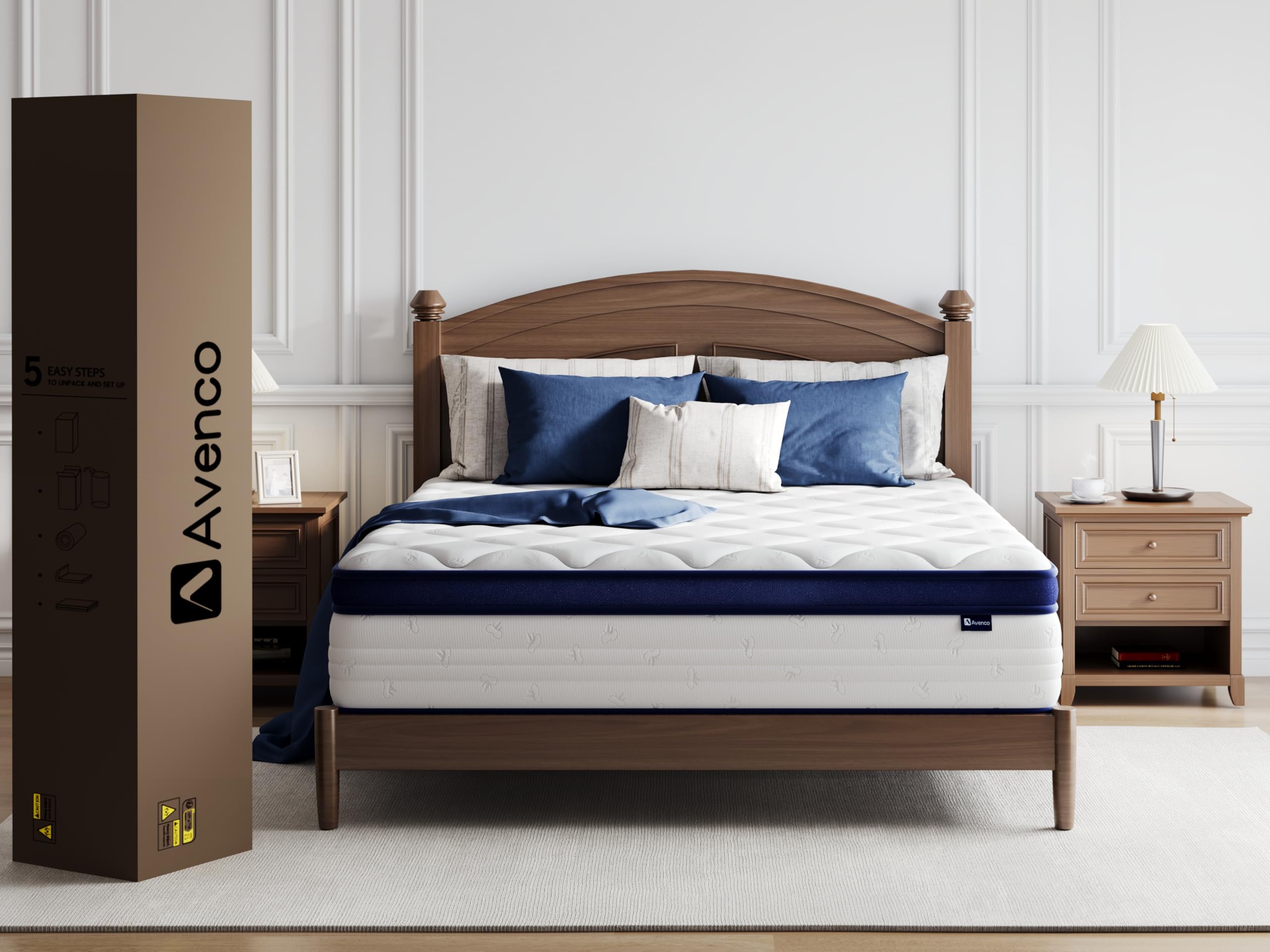 Avenco King Size Mattress, 10 Inch King Mattresses in a Box with Comfort Foam, Individually Wrapped Pocket Innerspring for Motion Isolation & Pain Relief, CertiPUR-US Certified Bed Mattress in a Box Image