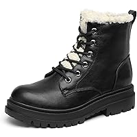 DREAM PAIRS Black Lace-up Combat Boots Ankle Booties for Women