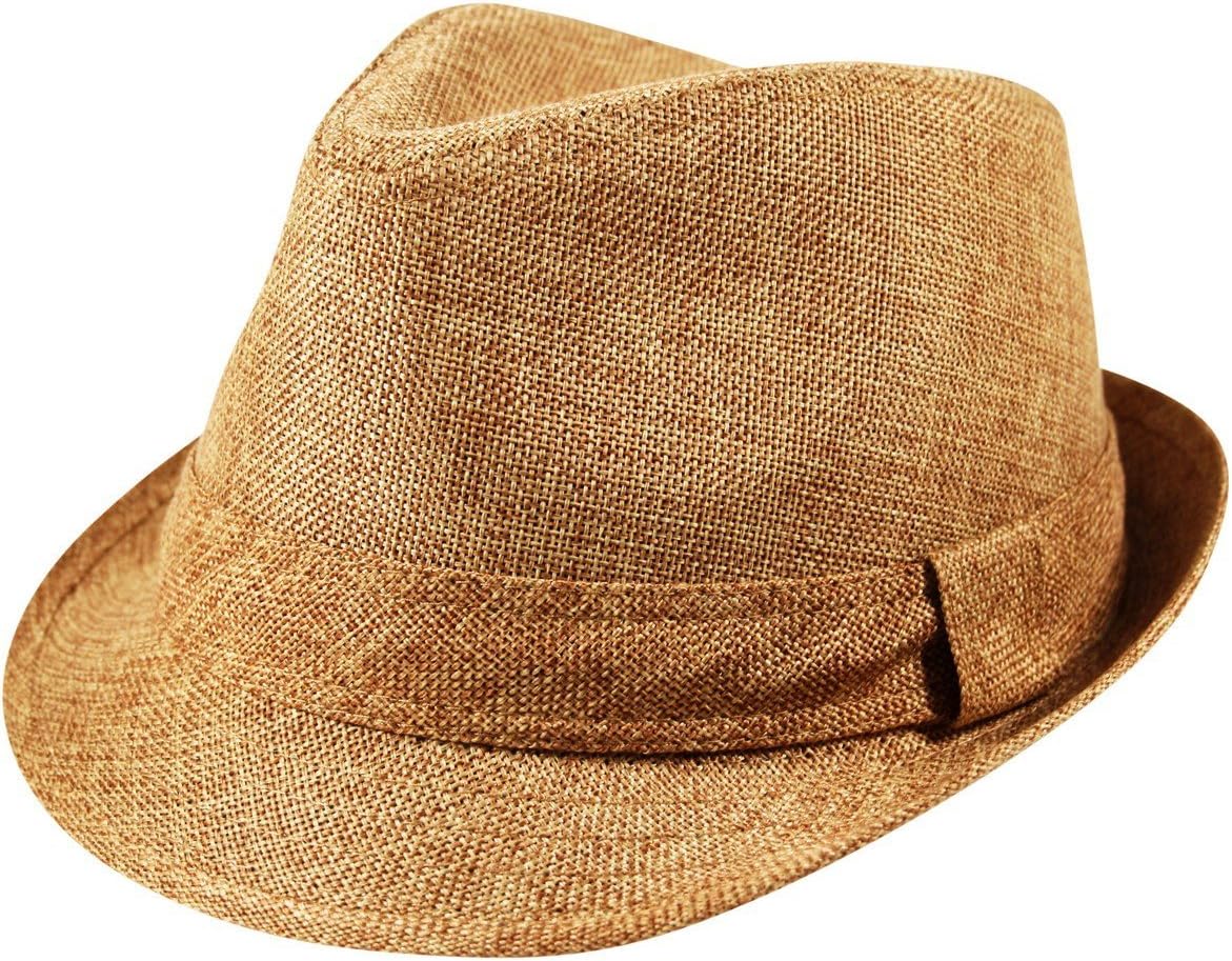 Itzu Trilby Fedora Hat Textured Jute Hessian Band Sun Unisex in Black Blue Brown Grey
