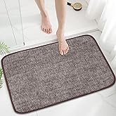 Inlume Bath Mats 24x17 Non-Slip Absorbent Bathroom Rug, Quick Dry Machine Washable Shower Tub Mat with Rubber Backing, Soft Floor Carpet for Bathroom Decor Bark Brown