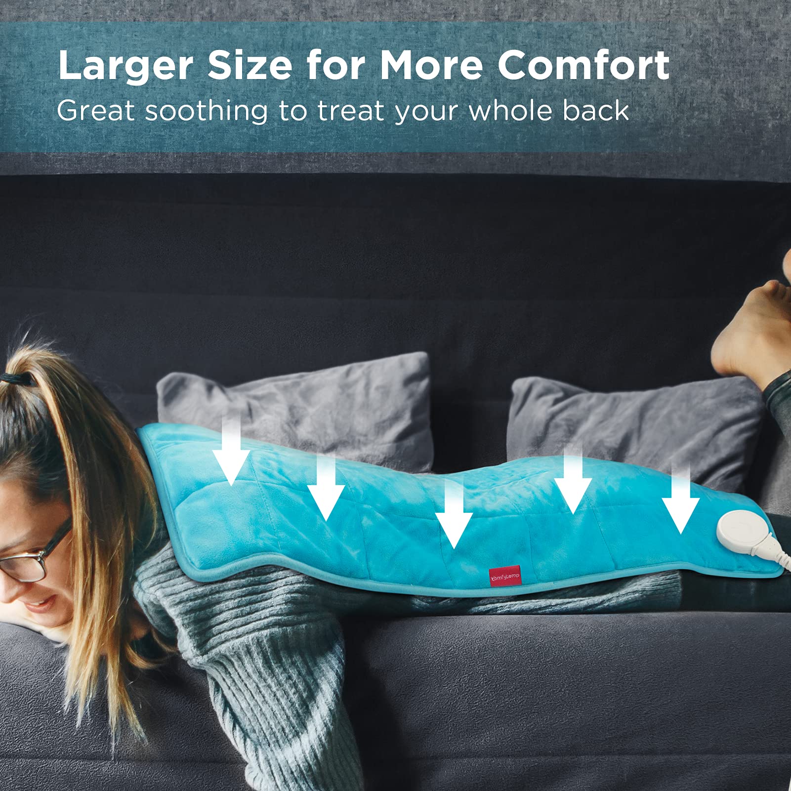 Comfytemp Weighted Heating Pad for Back Pain Relief & Cramps, Mothers Day Gifts for Mom, FSA HSA Eligible, 17'' x 30'' Extra Large Heat Pad, 3.7lb Electric Heated Pad, 2H Auto-Off, Machine Washable