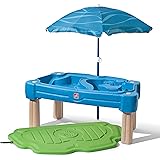 Step2 Cascading Cove Sand & Water Table with Umbrella | Kids Sand & Water Play Table with Umbrella | 6-pc Accessory Set Inclu