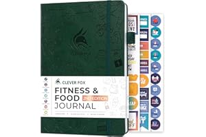 Clever Fox Fitness & Food Journal – Nutrition & Workout Planner for Women & Men – Diet & Gym Exercise Log Book with Calendars
