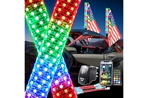 AddSafety 2PCS 3FT Fat Whip Lights UTV Whip Lights with Rocker Switch,High Brightness Antenna Whips Side by Side with Steering/Brake and Reverse Fit for Offroad ATV RZR Truck