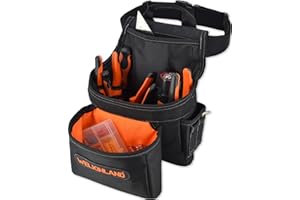 WELKINLAND 12-Pocket Tool Belt for Men - Construction, Carpenter & Electrician's Belt with Pouch