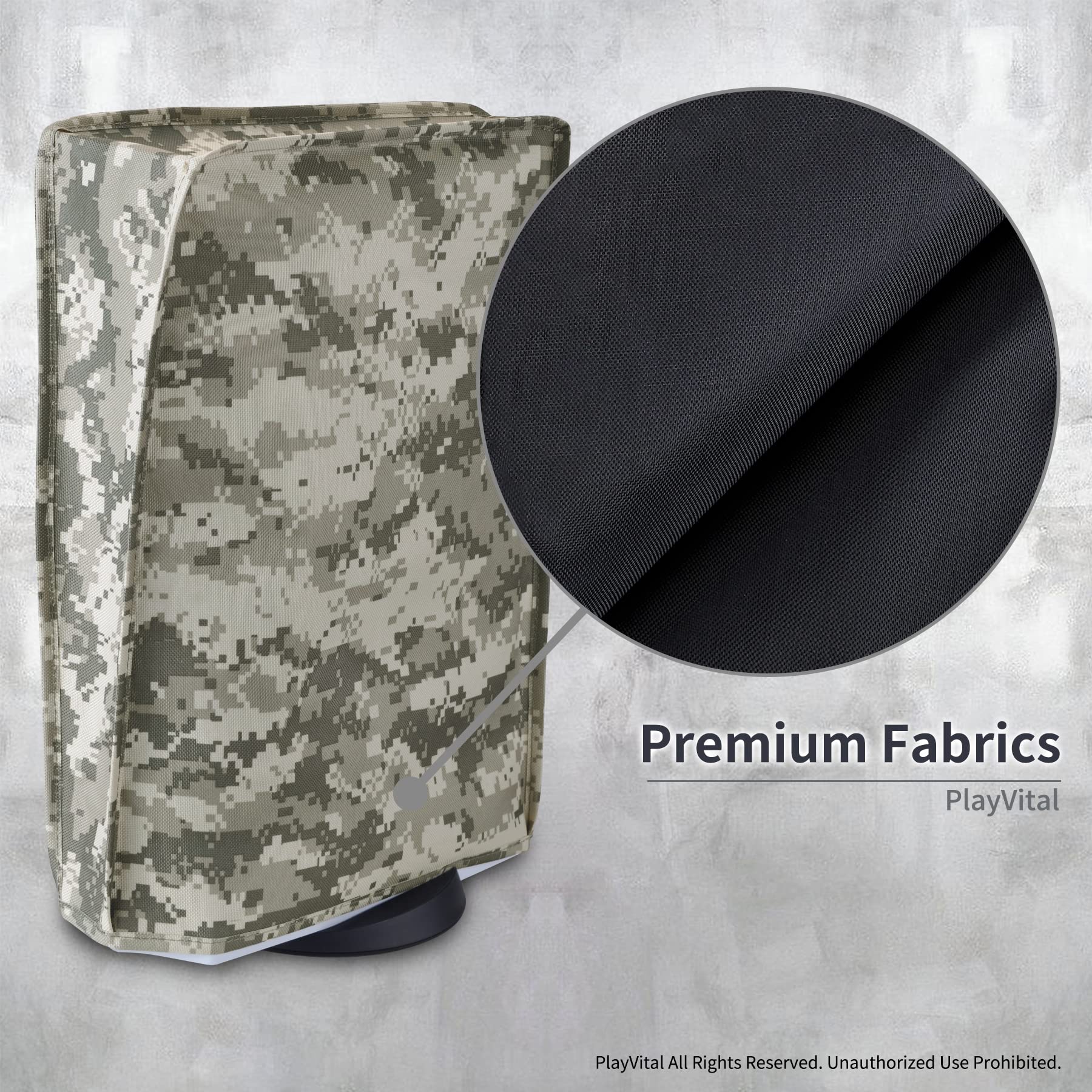 PlayVital Nylon Dust Cover for ps5, Soft Neat Lining Dust Guard for ps5 Console, Anti Scratch Waterproof Cover Sleeve for ps5 Digital Edition & Disc Edition - Digital Camouflage