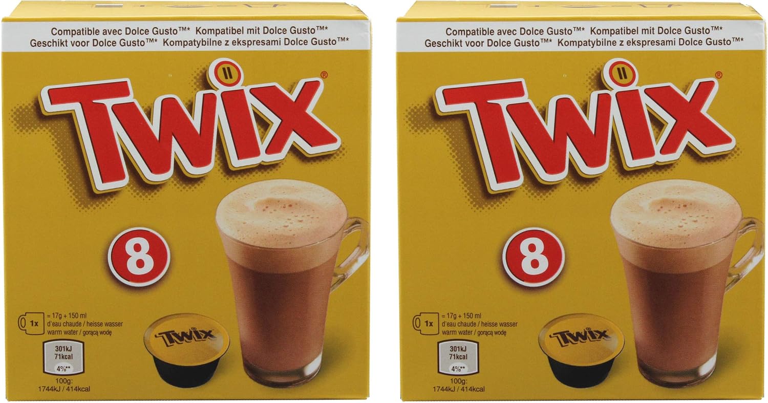 twix pods drink powder set of 2 cocoa drink chocolate drink twix bar dolce gusto compatible coffee capsules 2 x 8 capsules amazon de kuche haushalt twix pods drink powder set of 2 cocoa