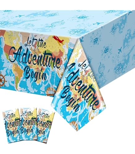 2-Pack Adventure World Awaits Tablecloth – 70.9 X 42.5 Inch Birthday Party Decorations